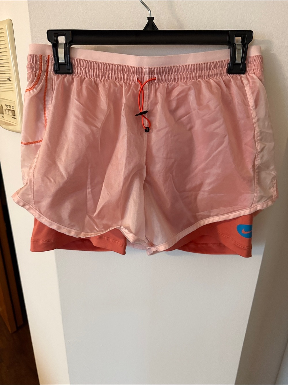 Nike Women’s Light Pink Outer Shorts with Coral Inner Liner